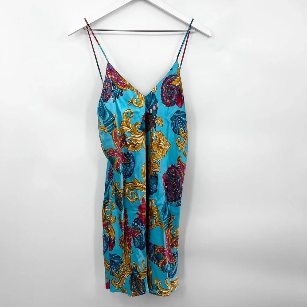 VINTAGE VICTORIA’S SECRET GOLD LABEL MERMAIDCORE CHEMISE SLIP DRESS & ROBE SZ M - Picture 4 of 9